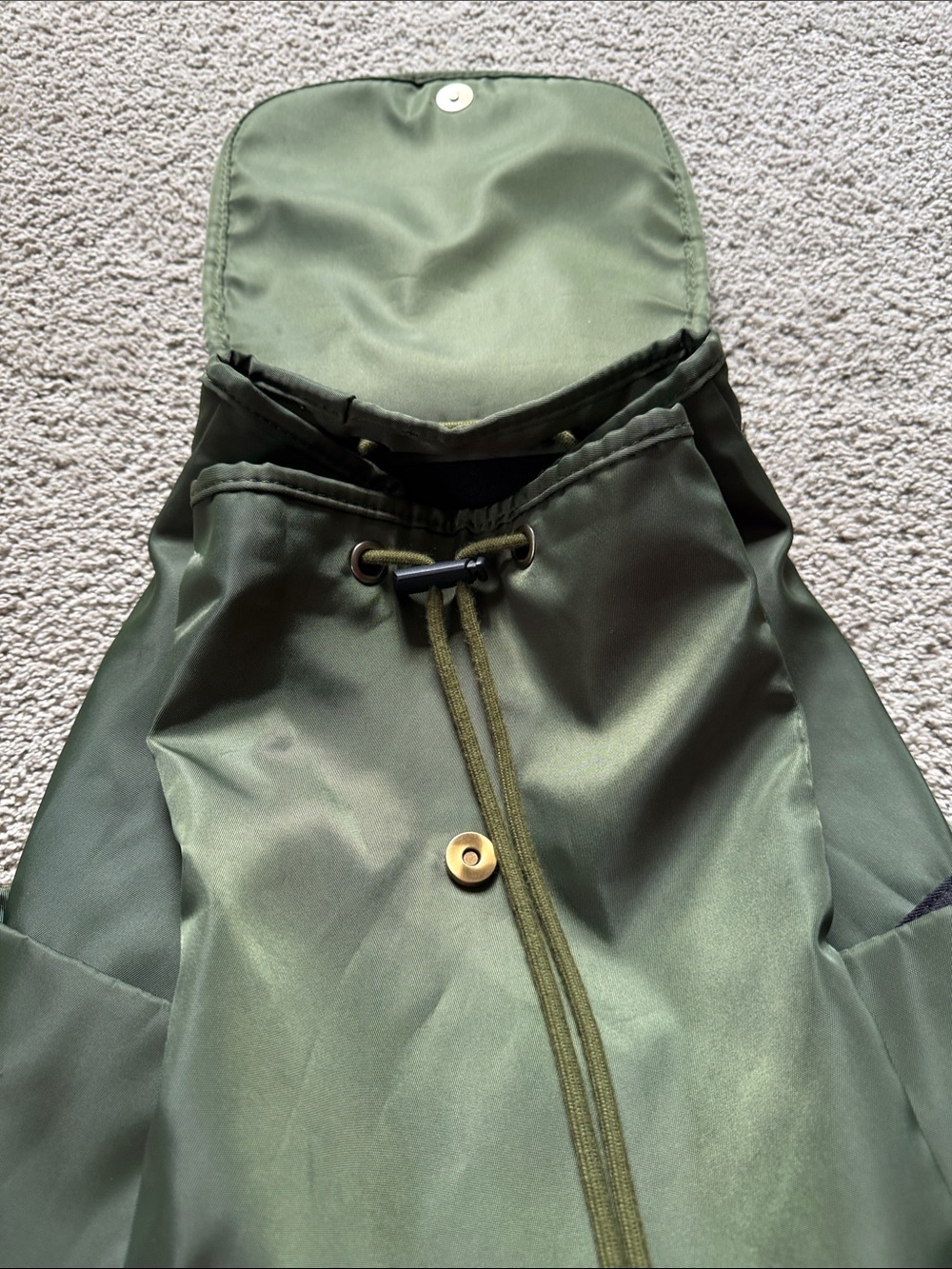 Green Nylon Drawstring Backpack - Picture 3 of 16